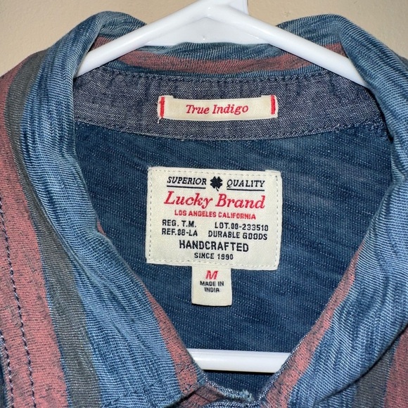 Men's vintage lucky brand true Indigo Printed button down dress shirt - Picture 5 of 8